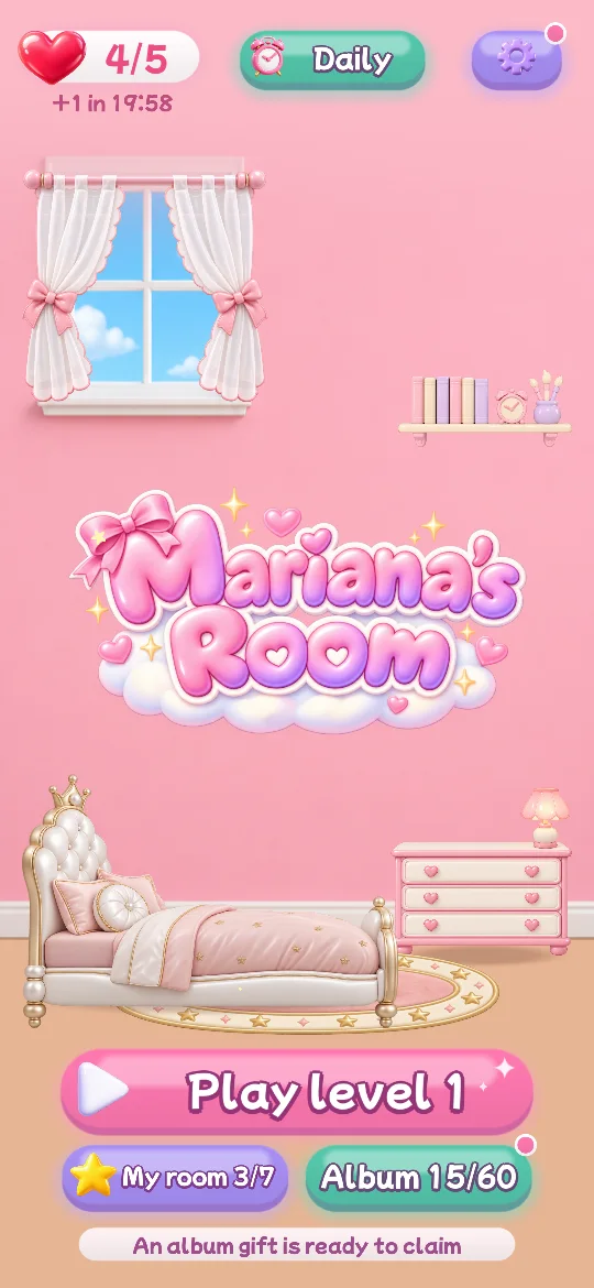 The home screen with the deluxe bed