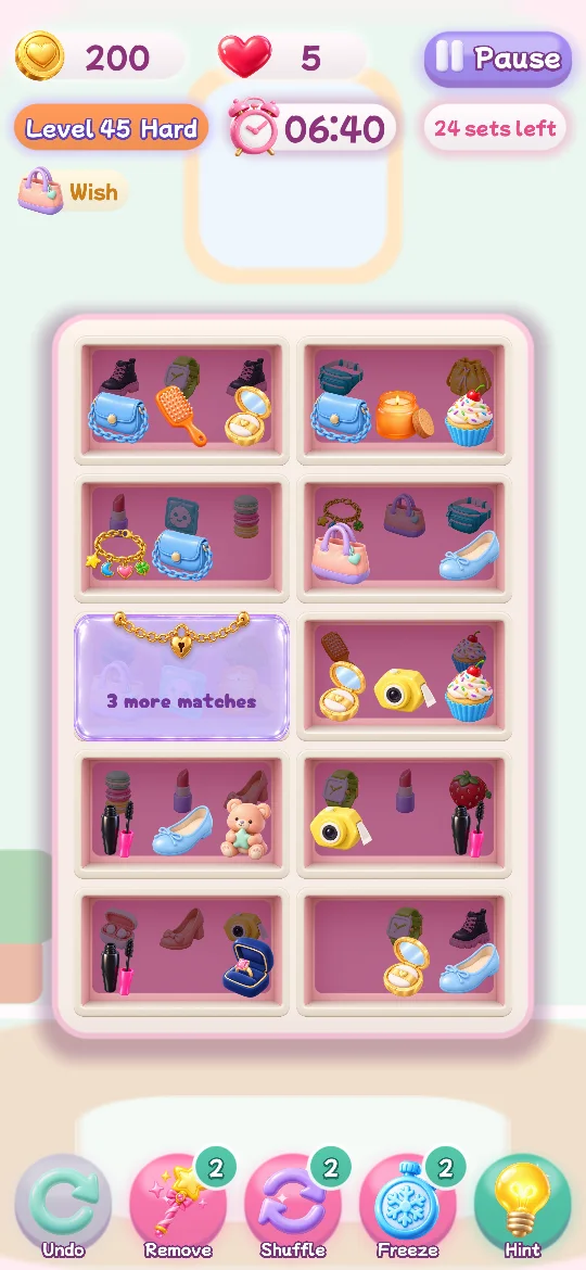 A level with ten shelves full of items